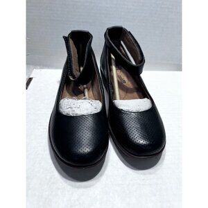 Clarks Medora Nina Black Leather Womens Ankle Strap Shoes US 6M